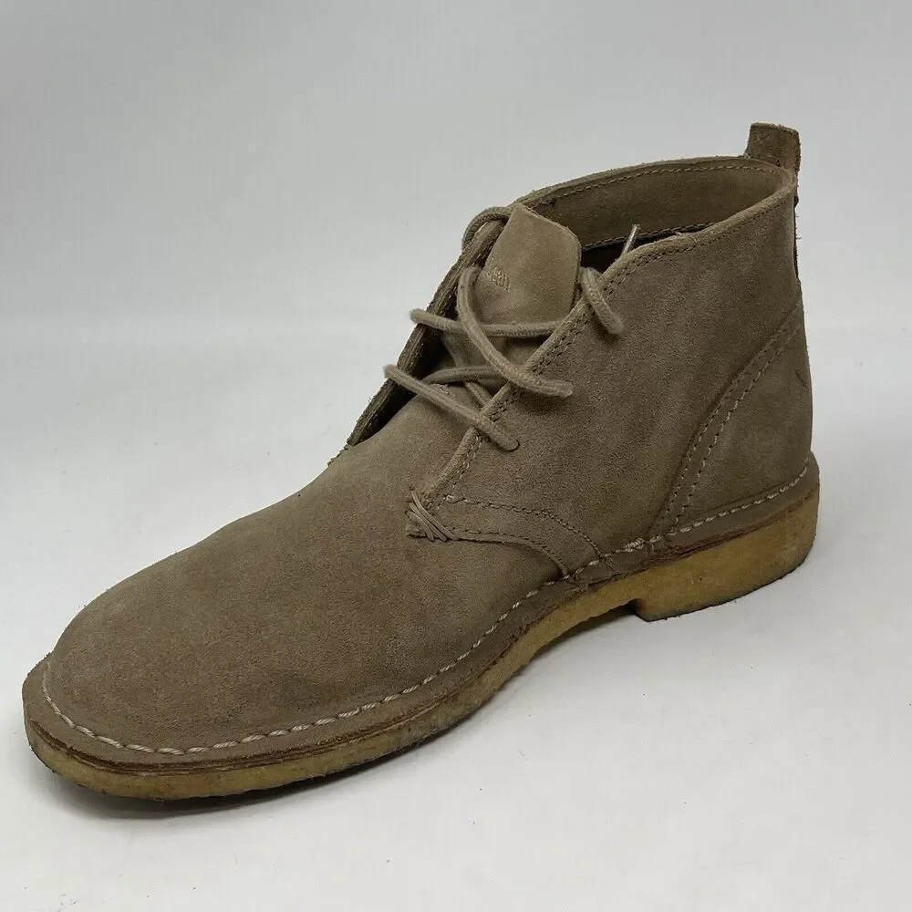 LL Bean Chukka Boots Mens 7 M Tan Brown Suede Leather Crepe Soles